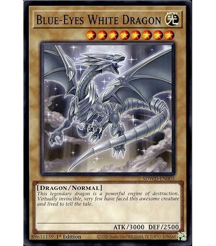 Amazon.com: Yu-Gi-Oh! - Blue-Eyes White Dragon (Version 1) - LCKC