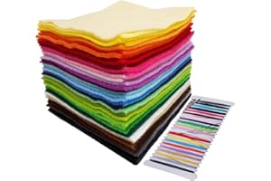 Jtnohx Soft Felt Fabric Sheets, 6"x6" Craft Felt for Handworks, 40 Colors Fabric Square for Crafts and Sewing Projects
