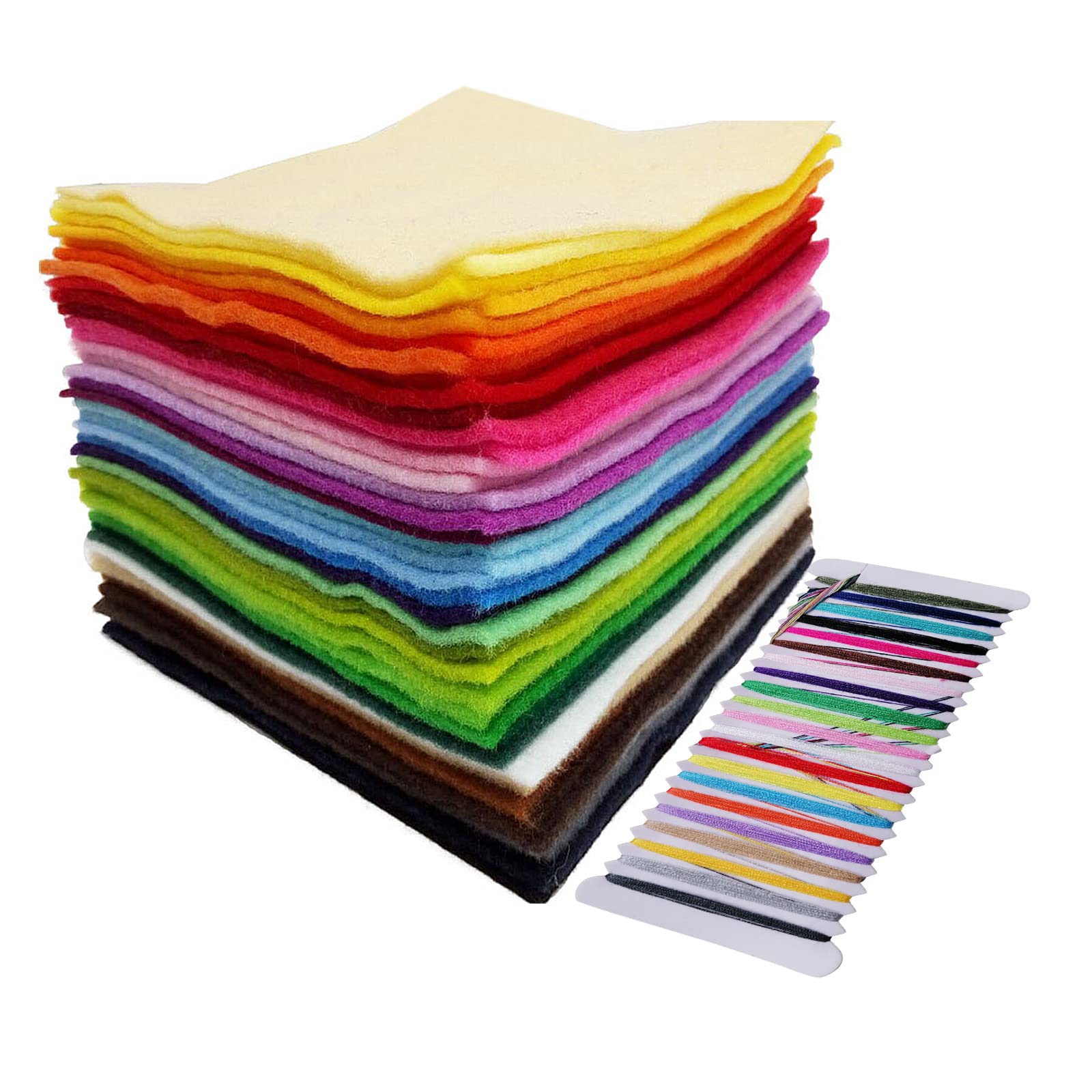 Jtnohx Soft Felt Sheets, Fuzzy Felt Fabric for Crafts, 40 Colours 15x15CM Fabric Square for DIY and Sewing Projects