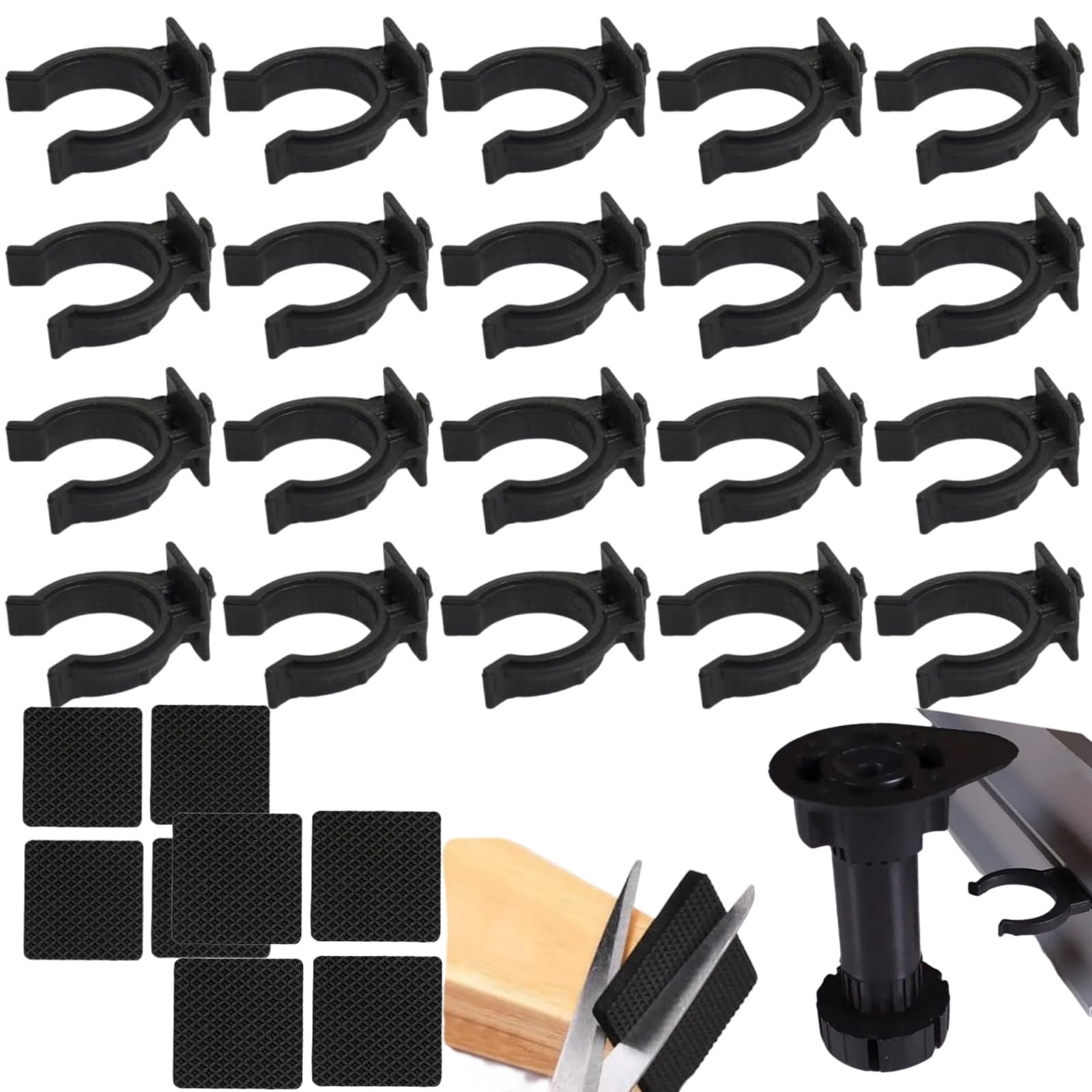 Kitchen Base Brackets, 20 Pieces Base Holder for Kitchen Bases, Kitchen Stand for Kitchen Feet Base Clip Kitchen Base Clips for Kitchen Feet Holder Base Plate Holder Base Panels