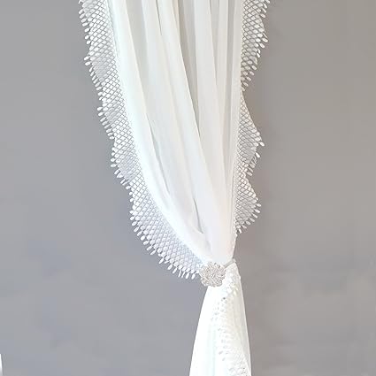 Amazon Com Driftaway Ava Lace And Crochet Trim Voile Sheer Window