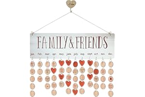 Best Presents for Mothers, Wooden Family Birthday Reminder Calendar Board, DIY Anniversary Tracker Plaque Wall Hanging with T
