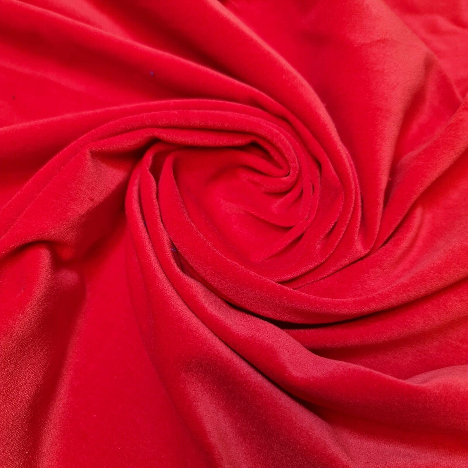 Luxurious Soft 100% Cotton Velvet Dress Craft Fabric Material Suitable for Home Decor, Curtains, Upholstery & More 58" - 150 cm Wide Sold As 1 Meter Pre - Cut Lengths (Available in 9 Colours) (Red)
