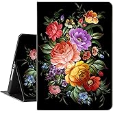 Lokigo Case for iPad 9th/8th/7th Generation 10.2 Inch (2021/2020/2019), Flowers iPad 10.2 Case Girls Women, Protective Soft Back Stand for iPad Cover 9th Generation, Auto Wake/Sleep, Black Floral