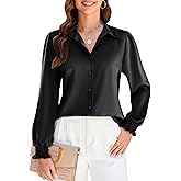 Blooming Jelly Blouses for Women Dressy Casual Button Down Shirts Business Casual Outfits Smocked Cuff Fall 2025 Tops