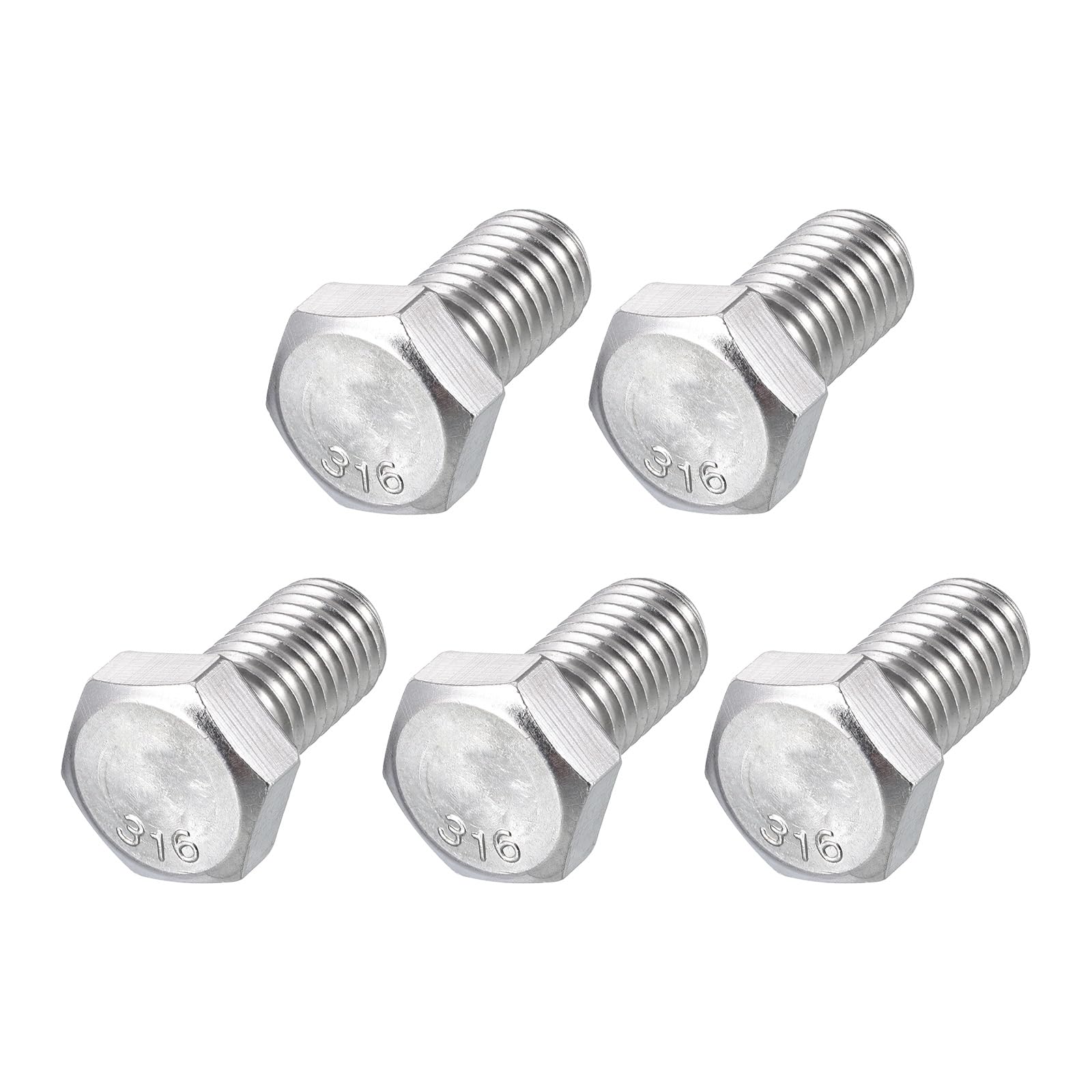 METALLIXITY Hex Bolts (1/2-13x1") 5Pcs, 316 Stainless Steel UNC Fully Threaded Hex Head Screw Bolt Machine Screws - for Furniture Repair, Silver — image 1