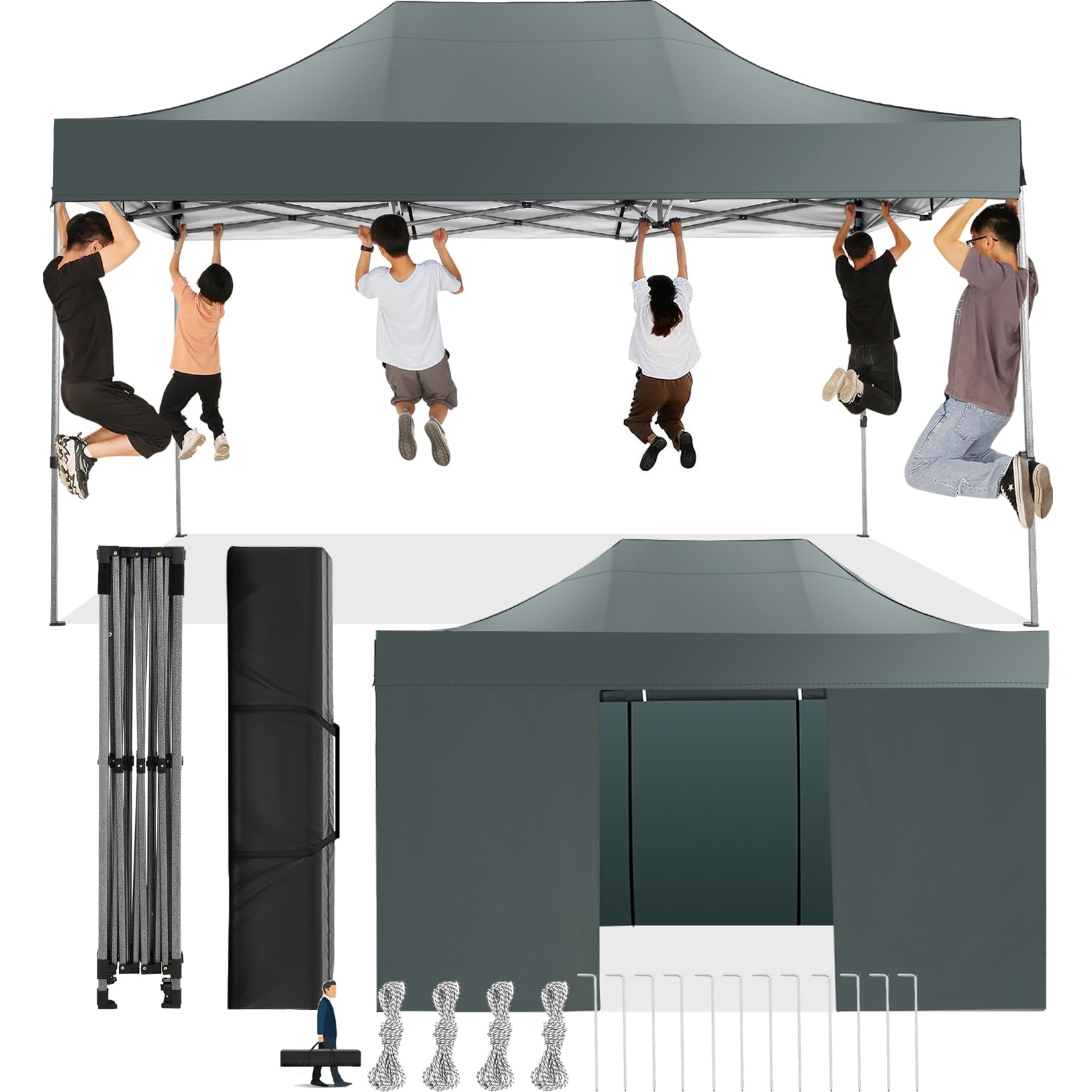 Photo 1 of *******THE DESCRIPTION IS FOR REFERENCE ONLY*********COBIZI 10x15 Pop Up Canopy with 4 Sidewall,Heavy Duty Canopy UPF 50+ All Season Wind Waterproof Commercial Outdoor Wedding Party Tents for Parties Gazebo with Carry Bag(10 x 15 ft Gray)