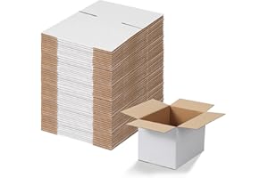 Calenzana 7x5x5 Shipping Boxes Set of 40, White Corrugated Cardboard Box for Mailing Packing Gifts Small Business