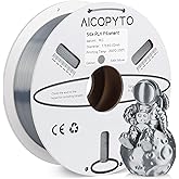 AICOPYTO Silk Silver PLA Filament 1.75mm, 3D Printer Silk PLA Silver Filament 1KG Spool (2.2lbs) Dimensional Accuracy Probability +/- 0.02mm Fits for Most FDM 3D Printers - Silver Silk PLA