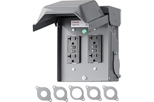 DEWENWILS Outdoor Electrical Outlet Box, Dual 20 AMP WRTR GFCI Receptacles with Rainproof 3R Enclosure, Waterproof GFCI Outlet Box with Cover for Garden, Outdoor Lights, ETL Listed