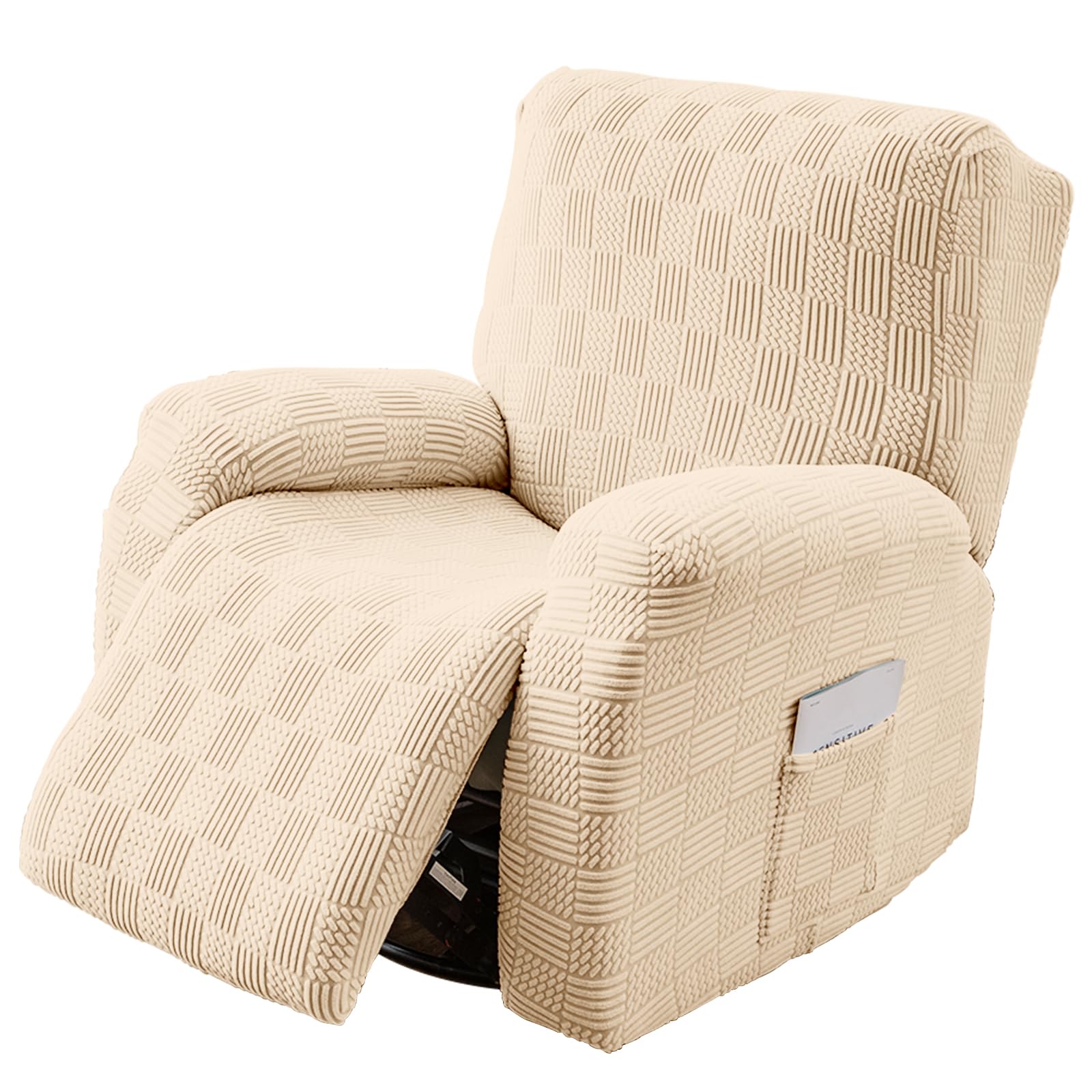 LiveGo 4 PCS Recliner Chair Covers, Stretchable and Fashionable Wingback Sofa Covers, Armchair Slipcover with Elastic Side Pockets, Reclining Chair for Living Room, Bedroom and Office