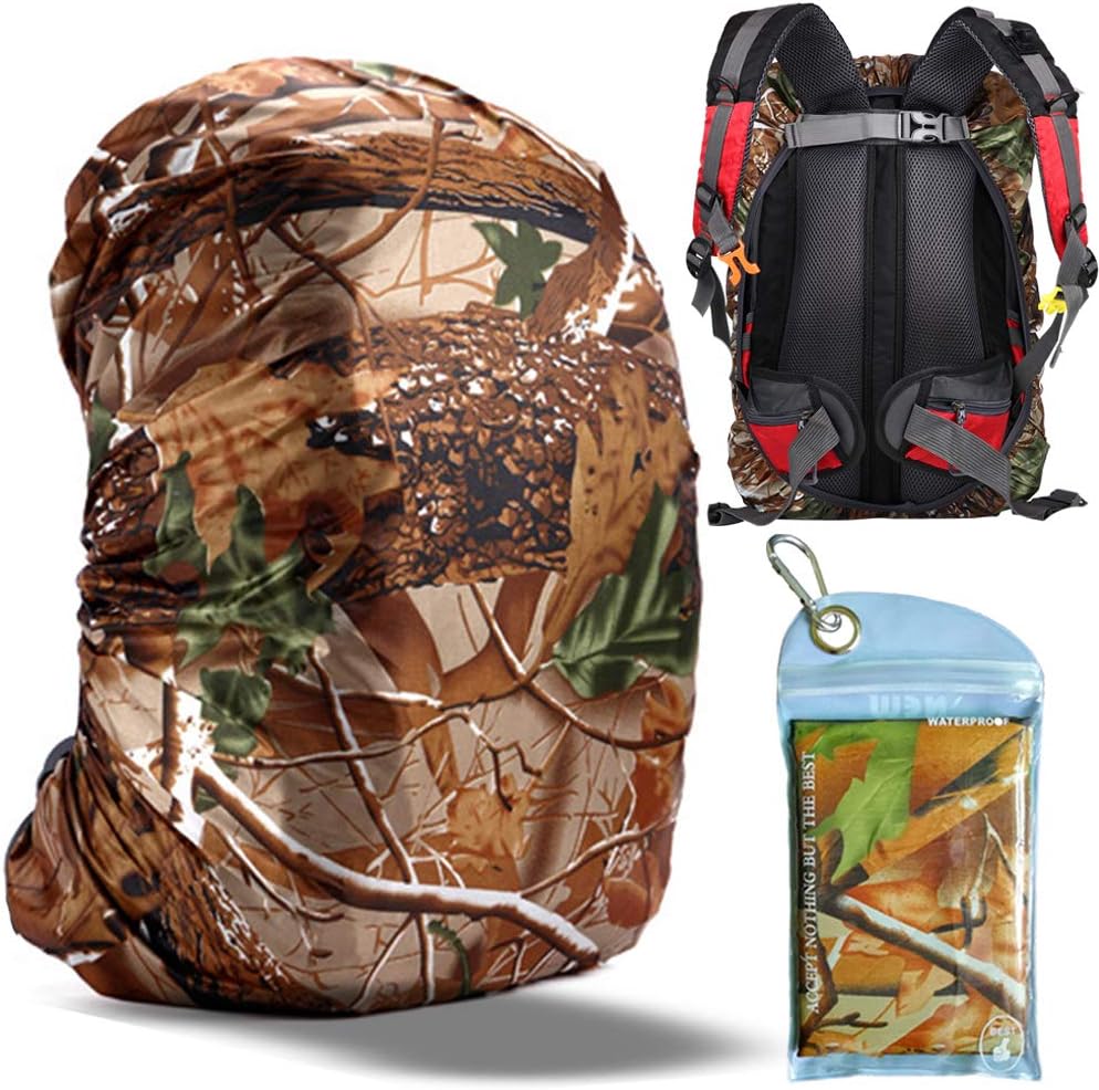 Waterproof Backpack Rain Cover with Adjustable Anti Slip Buckle Strap & Sliver Coating Reinforced Inner Layer for Camping, Hiking, Traveling, Hunting, Biking and More, 15-80L