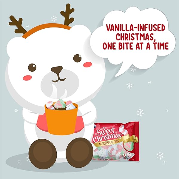 COLOMBINA SWEET CHRISTMAS MARSHMALLOWS, SOFT, ASSORTED VANILLA BEAN MARSHMALLOWS, CHRISTMAS TREES, CANDY CANES, AND SANTAS, 5.1OZ (PACK OF 1)