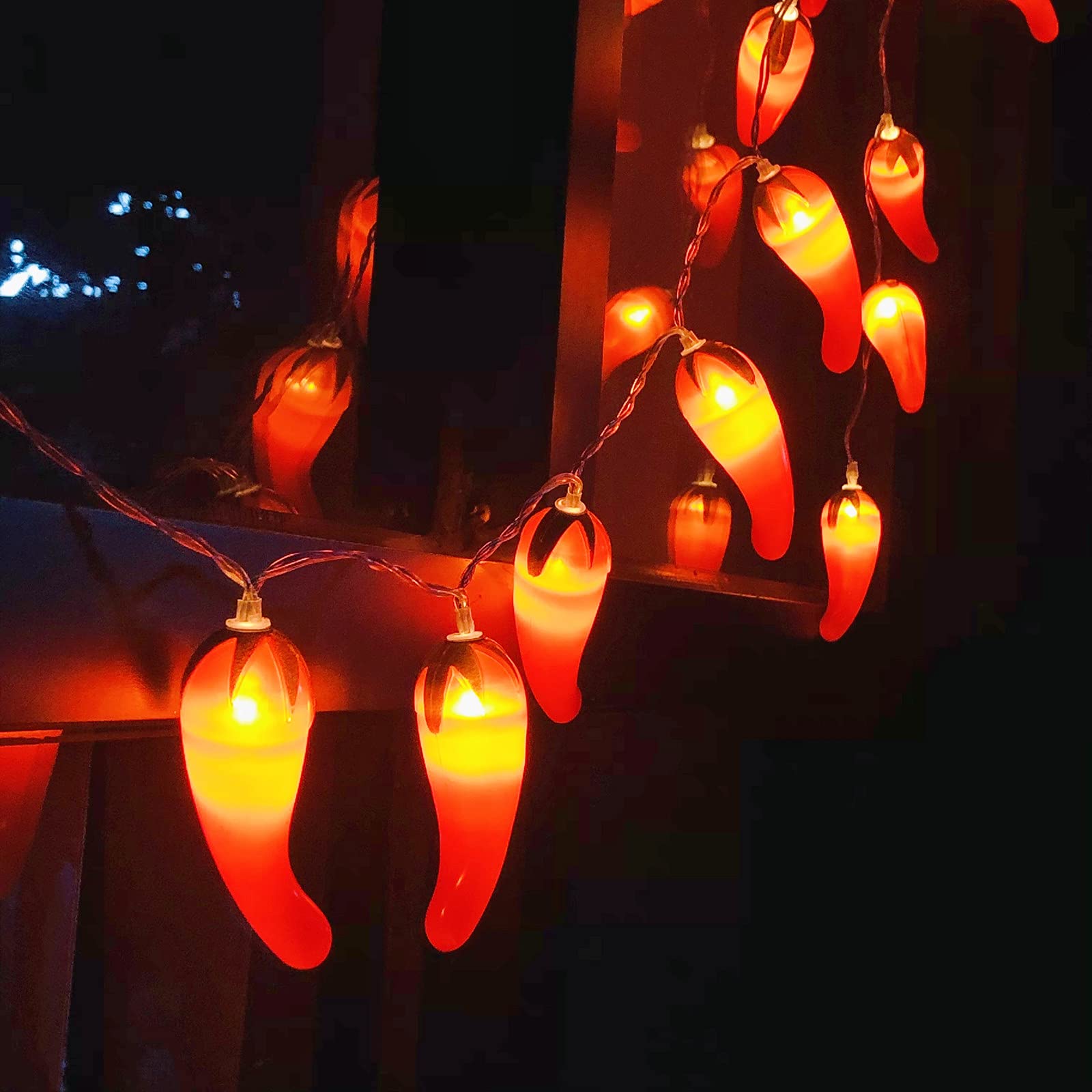 Riaxuebiy Red Chili String Light 3M 20 LEDs Pepper Fairy Lights USB Powered for Bedroom, Wedding, Party, Christmas, Festival, Tree Decoration (USB-2 Modes, Chilli)