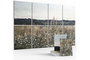 FLUXYNARA Wall Art Acoustic Panels,47''X31''Soundproof Wall Panels-8-Pack with 50 Adhesive Tabs, Decorative Sound Absorbing Panels for Living Room and Recording Studio, Offices-Champ Fleuri
