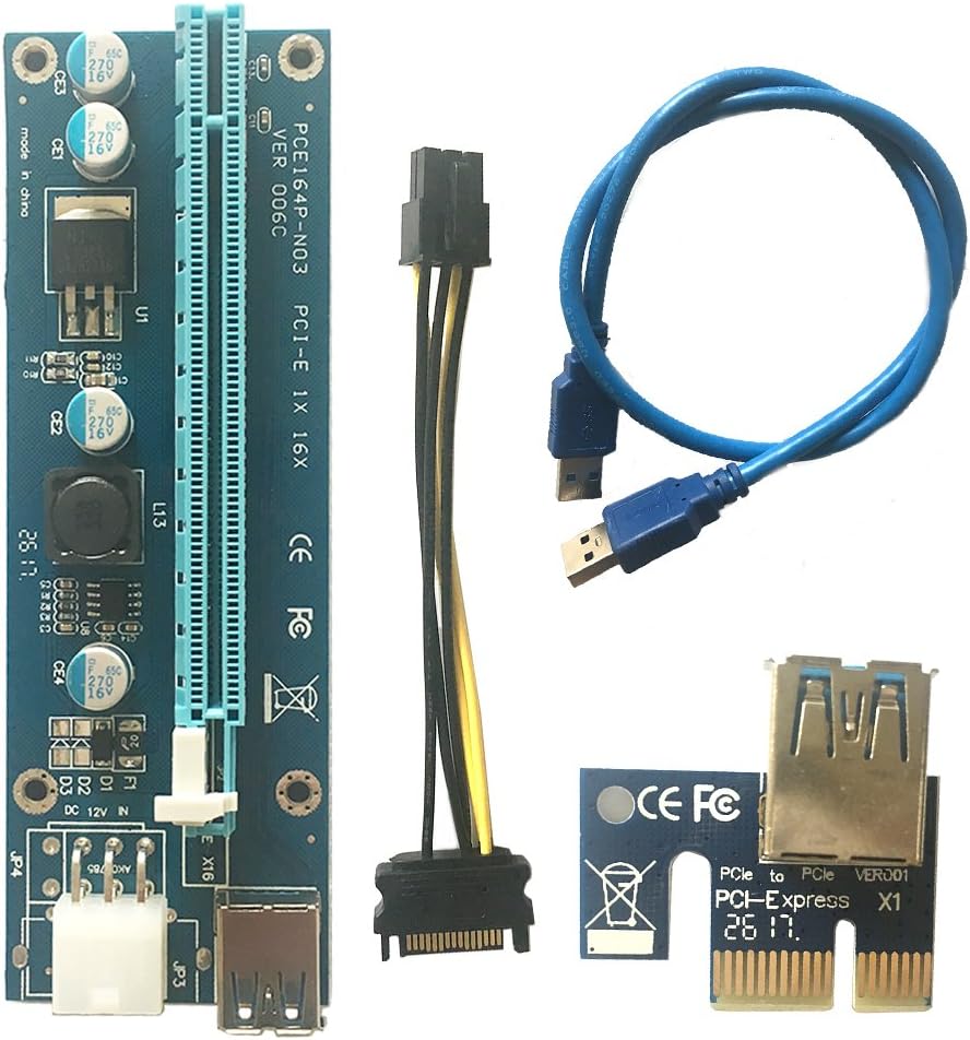 USB3.0 PCI-E Express 1x To 16x Extender Riser Card - Mining Dedicated Graphics Card Extension Cable Adapter with SATA Cable
