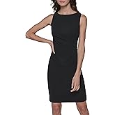 Karl Lagerfeld Womens Solid Color Crew Neck Sheath Dress