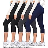 VALANDY Creamlush 4 Pack Capri Leggings for Women-High Waisted Stretchy Soft Yoga Lounge Pants(S-3XL)