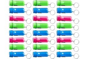 Kicko Mini Flashlight Keychain, 2 Inch - 24 Pack Assorted Colors, Green, Light Blue and Pink - Batteries Included - for Kids, Party Favors, Goody Bag Fillers, Prizes, Pocket Size, Chain for Key