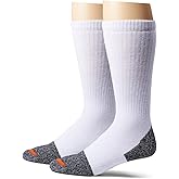 Merrell unisex-adult Men's and Women's Cotton Safety Work Crew Socks - 2 Pairs - Breathable Blister Prevention