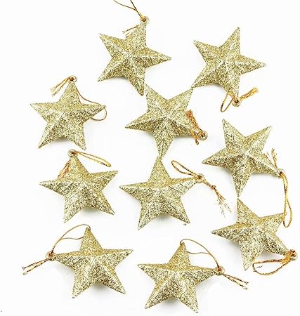 Amazon Anyasun クリスマスツリー 飾り 星 立体 10点セット クリスマスツリーオーナメント スター クリスマス飾り 吊り下げ パーティー 祭り イベント 装飾 吊り下げ 屋外 屋内 催事 学園祭 クリスマスツリー装飾 ドロップ おもちゃ