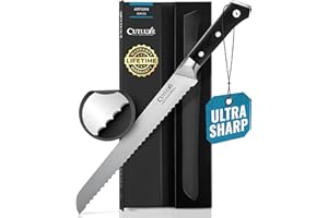 Cutluxe Bread Knife, 10" Serrated Knife, Perfect for Homemade, Sourdough Bread – High Carbon German Steel, Full Tang, Ergonom