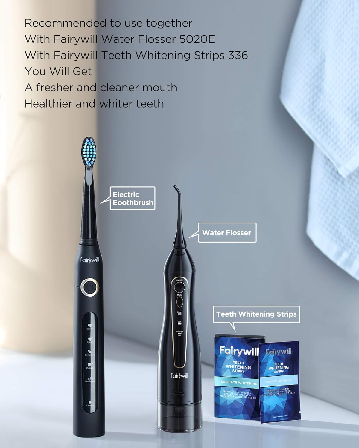 Fairywill Electric Toothbrush Powerful Sonic Cleaning - ADA Accepted Rechargeable Toothbrush with Timer, 5 Modes, 4 Brush Heads, 4 Hr Charge Last 30 Days Whitening Toothbrush for Adults and Kids Black: Beauty