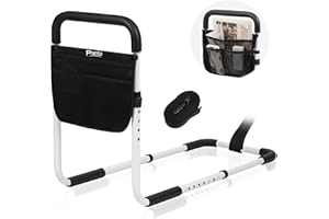 PANTA Bed Rails for Elderly Adults, Adjustable Bed Assist Bar for Seniors, Medical Bed Safety Rail with Storage Bag and Fixing Strap, Portable Bed Cane Fit King, Queen, Full, Twin, Medium, Black