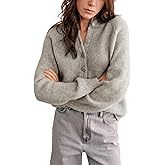 Bianstore Womens Casual Long Sleeve Crewneck Button Down Cardigan Chunky Knit Open Front Sweater Tops