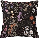 Beanstack Spring Pillow Covers Black Sage Green Wild Flower Plant Throw Pillows Case,Seasonal Vintage Floral Outdoor Decorative Linen Farmhouse Decor Cushion Covers for Sofa Bed Couch 18x18 Inch