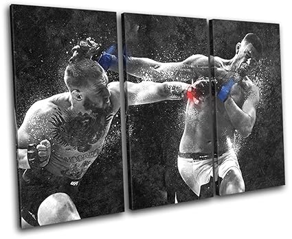 Bold Bloc Design - Conor Mcgregor Nate Diaz UFC MMA Sports 90x60cm TREBLE Leinwand Kunstdruck Box gerahmte Bild Wand hangen -