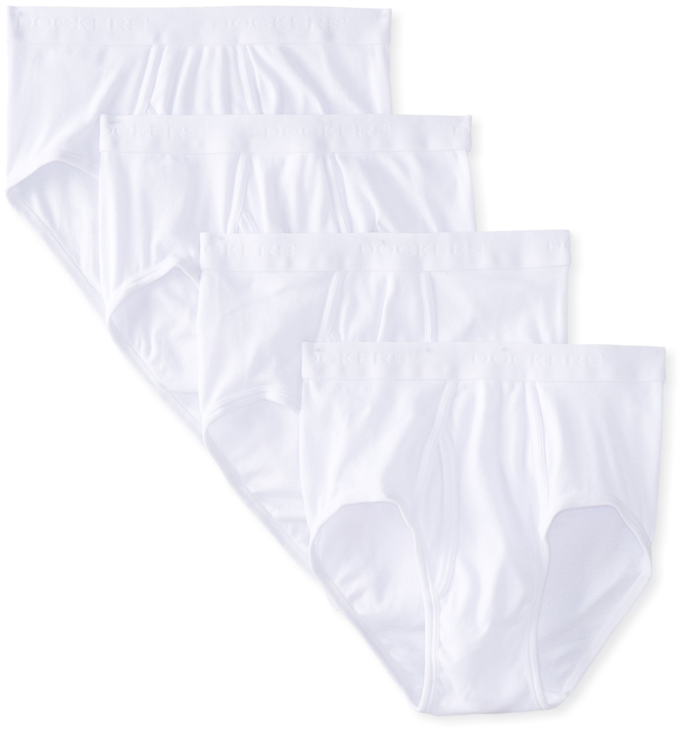 Dockers Men's 4 Pack Fly Front Full Rise Brief, White Buy Online in