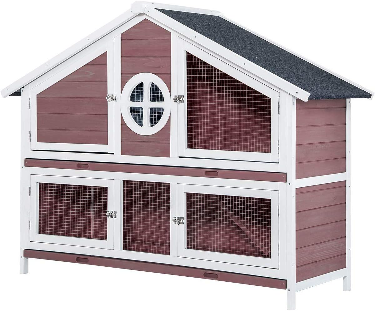 purlove rabbit hutch wood house pet cage for small animals