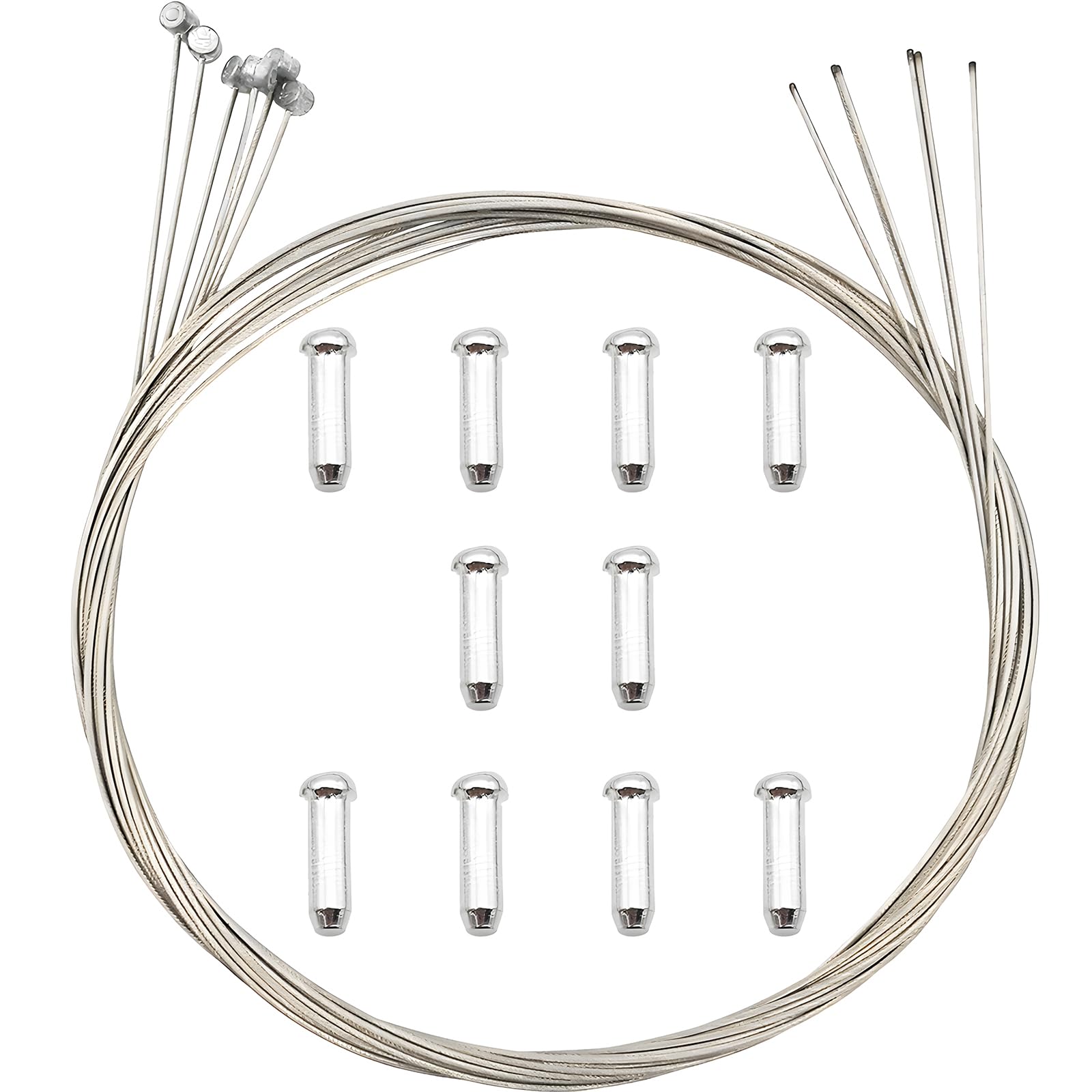 Universal/Mountain Bike Brake Cable, CTRICALVER 6 pcs 1.7/2.1m, Road Bike Brake Cable with Cable End Crimp Cap (10 pcs)