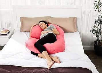 Amazon Brand - Solimo Maternity Pillow, Large, Baby Pink