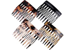 LAPOHI 4 Pcs French Hair Side Combs for Women Bun Small Twist Hair Decorative, Strong Hold Clips for Women Bun (4 Color)