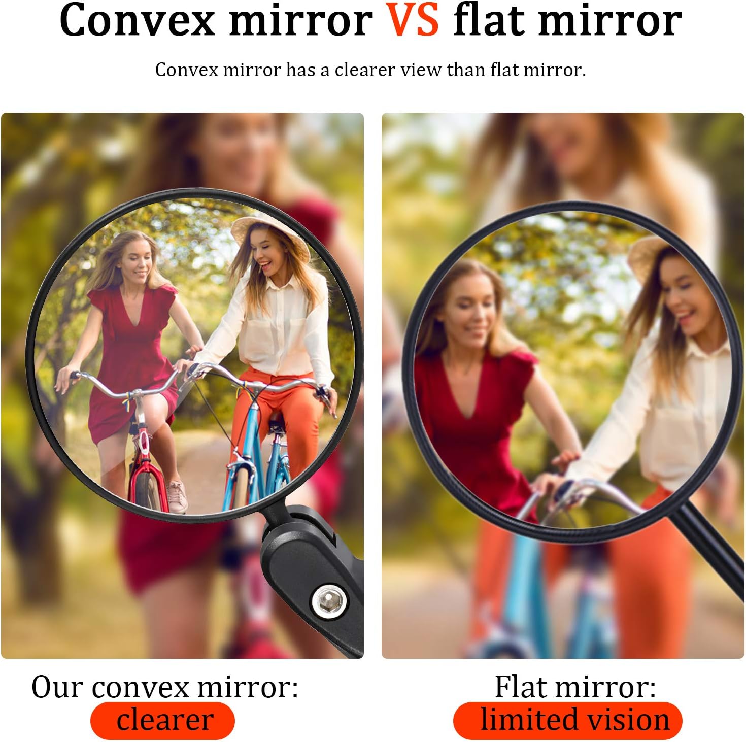 1pcs Bike Mirror for Handlebars 360° Rotatable Bicycle Rear View Mirror, Wide Angle Convex Bike Mirror - Image 3