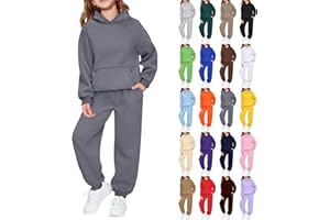 GENERIC Girls Sweatsuit Set 2 Piece Soft Long Sleeve Hoodie Sweatshirt and Sweatpants for Kids Fall Clothes Athletic Sweat Suit