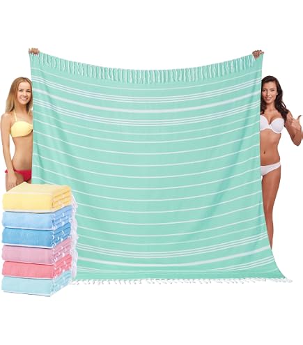 Giant Turkish Beach Towel – Oversized XXL Lightweight, Quick-Dry, Sand-Free Boho Blanket For Pool & Beach - View #9