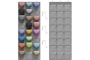 Jollygleam Grey Hat Organizer Racks for Baseball Caps, 24 Deeper Pockets Baseball Hat Rack, Cap Rack, Hat Rack for Door with 