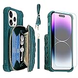 MONASAY Zipper Wallet Case Fit for iPhone 14 Pro