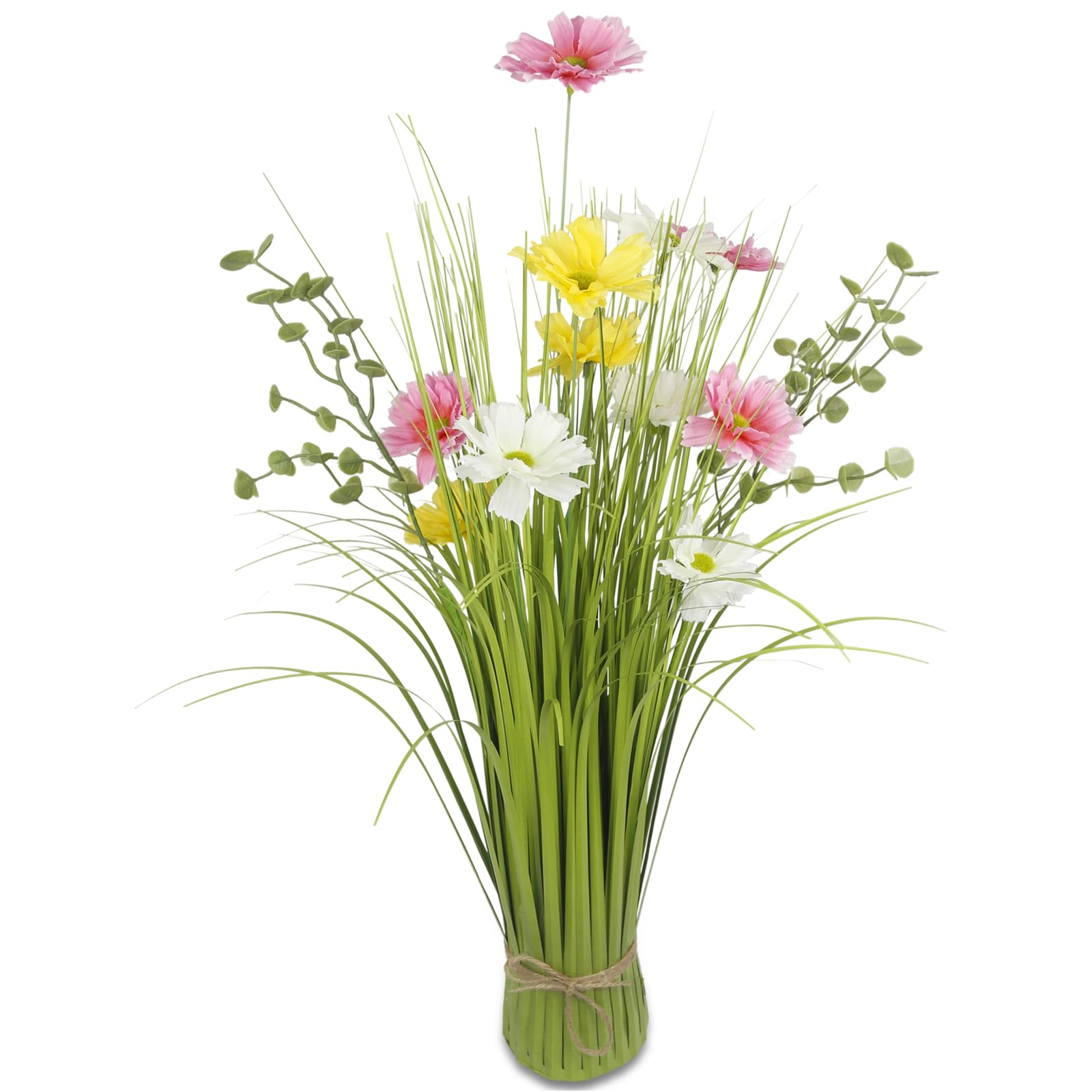 Photo 1 of ACRYCS Artificial Grass Plants Outdoor with Wildflowers Multicolor Faux Shrubs Onion Wheat Stems Fake Bushes Plants Tall Grass UV Resistant Greenery for Outside Garden Potted Indoor Home Decor Office