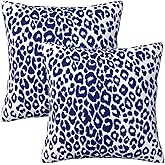 zhedongsj Leopard Print Throw Pillow Covers 18x18 in Set of 2 Navy Blue Modern Farmhouse Home Decor Pillowcase Cushion Cover for Living Room Cushion Sofa Bed