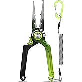TRUSCEND Lockable Handy Fishing Pliers with Innovative Ergonomical Handle, Corrosion Saltwater Resistant Teflon Coated Fishing Tool, Multi-Function Fishing Gear with Mo-V Cutter, Fishing Gifts for Men