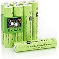 Howardly Ni-MH AAA 600mAh 1.2v Rechargeable Battery for Solar Lights, Triple A 1.2v Rechargeable Battery Pre-Charged, Low Self - Discharge for Outdoor Solar Lights, Ground Lights (AAA-600mAh-8pack