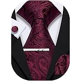 YOHOWA Mens Ties Set Wedding Paisley Neckties with Handkerchief Cufflinks Formal Business