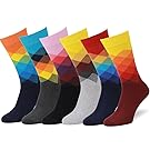 Easton Marlowe Mens 6 Pk Colorful Patterned Dress Socks, European Made