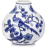 Blue and White Vase Porcelain Vases Small Chinoiserie Vase Classic Ceramic Chinese Floral Vase for Bedroom Living Room Console Table Accent Shelf Tabletop Decor