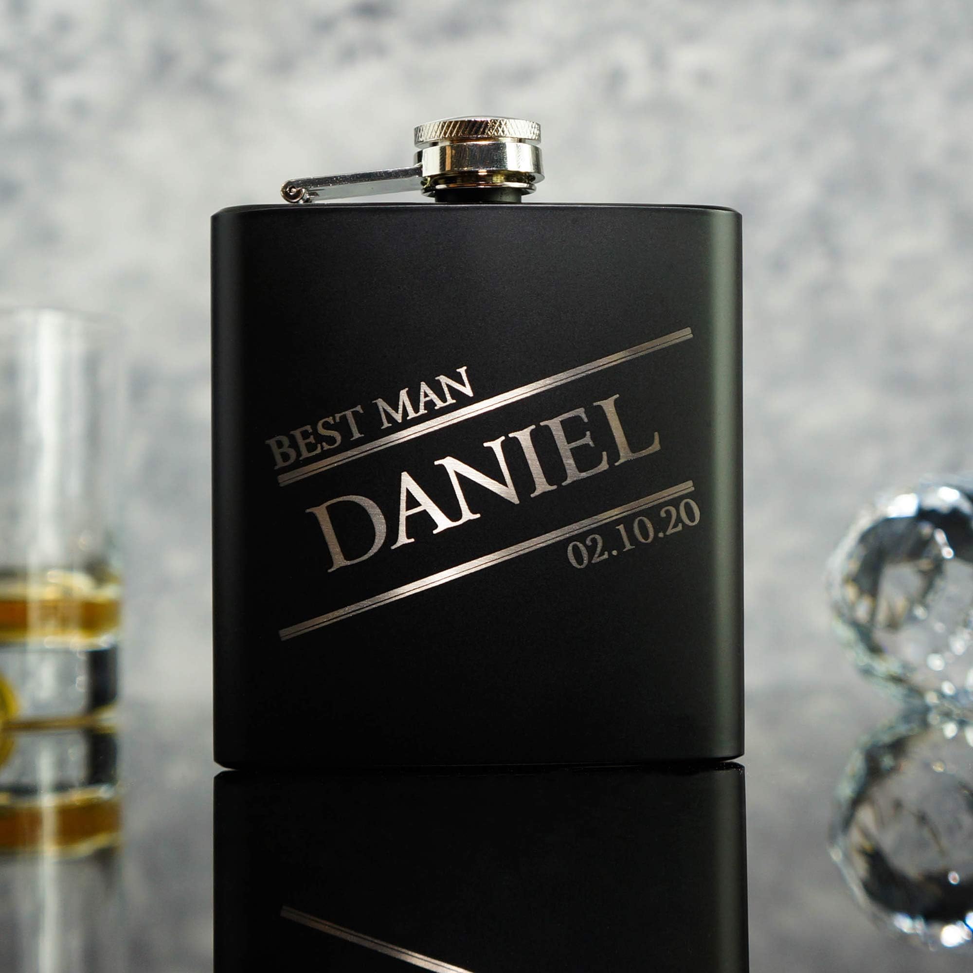 ORIGINALMONKEY Personalised Groomsman, Best Man Hip Flask Wedding Gift, Hip Flask Only OMG15-HIPBLK