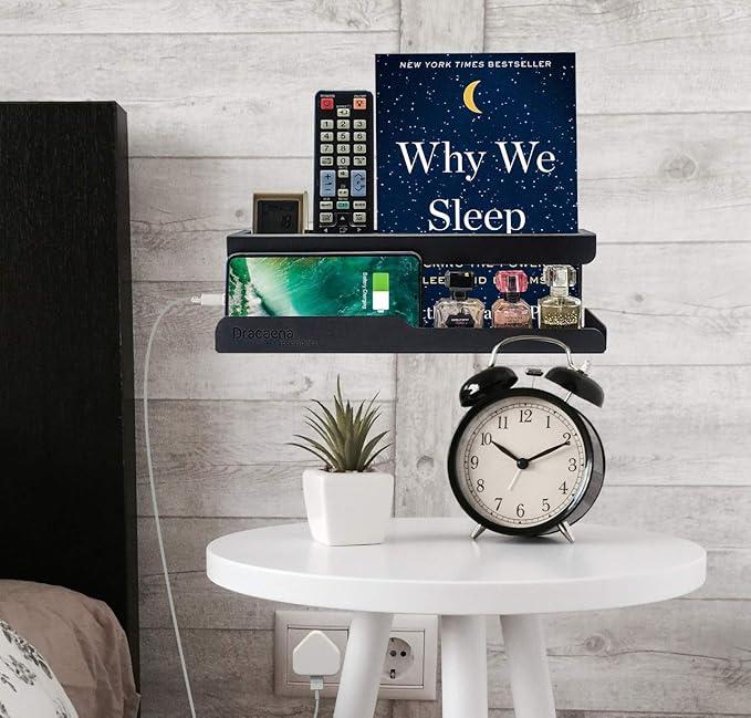 Amazon Com Hole Free Wall Mounted Nightstand Organizer Remote Control Holder And Organizer Caddy Fits Up To 8 Devices Can Be Wall Mounted Or Put On Table 6 Pcs Of Strong Mounting Adhesives Included